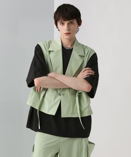 HARE（ハレ）の「【SET UP対応】ベルトショートベスト(HARE)（ベスト・メンズ・グリーン/グレー/ブラック・FREE）」の17枚目の写真