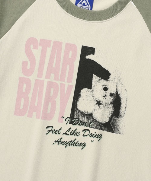 tシャツ A'GEM/9 × .kom 「ISTKUNST/イストクンスト」 STAR BABY CROP RAGLAN TEE/スター ベイビー ク A'GEM/9 × .kom 『ISTKUNST/イストクンスト』 STAR BABY CROP