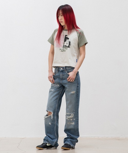 tシャツ A'GEM/9 × .kom 「ISTKUNST/イストクンスト」 STAR BABY CROP RAGLAN TEE/スター ベイビー ク ISTKUNST tシャツ A'GEM/9 × .kom 「ISTKUNST/イストクンスト