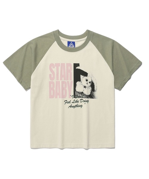 tシャツ A'GEM/9 × .kom 「ISTKUNST/イストクンスト」 STAR BABY CROP RAGLAN TEE/スター ベイビー ク A'GEM/9 × .kom 『ISTKUNST/イストクンスト』 STAR BABY CROP