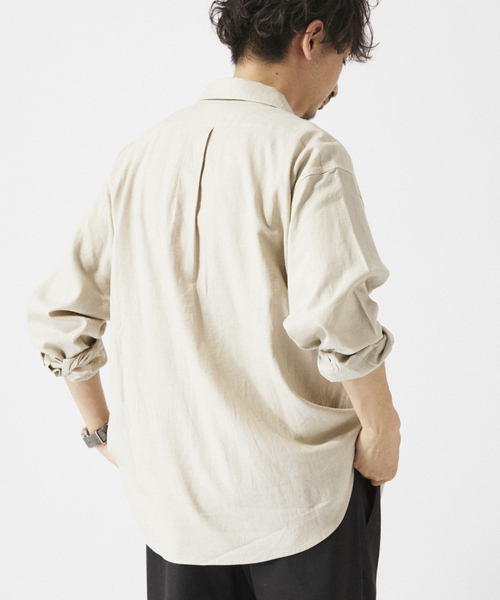 JOURNAL STANDARD relume（ジャーナルスタンダード　レリューム）の「European Flax / ヨーロピアンフラックス リネン/レーヨン シャツ（シャツ/ブラウス・メンズ・ホワイト系その他/ベージュ系その他/ブラックミックス/ネイビー・MEDIUM/LARGE）」の18枚目の写真
