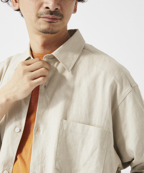 JOURNAL STANDARD relume（ジャーナルスタンダード　レリューム）の「European Flax / ヨーロピアンフラックス リネン/レーヨン シャツ（シャツ/ブラウス・メンズ・ホワイト系その他/ベージュ系その他/ブラックミックス/ネイビー・MEDIUM/LARGE）」の19枚目の写真