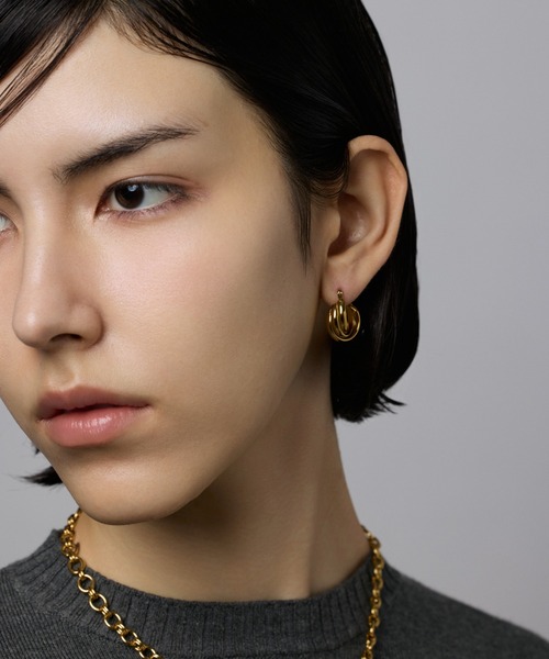 CENE（セネ）の「【CENE】セネ/トリプルウェブフープピアス(small)（ピアス（両耳用）・レディース・シルバー/ゴールド・FREE）」の9枚目の写真