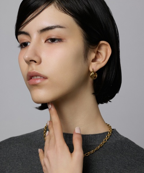 CENE（セネ）の「【CENE】セネ/トリプルウェブフープピアス(small)（ピアス（両耳用）・レディース・シルバー/ゴールド・FREE）」の12枚目の写真