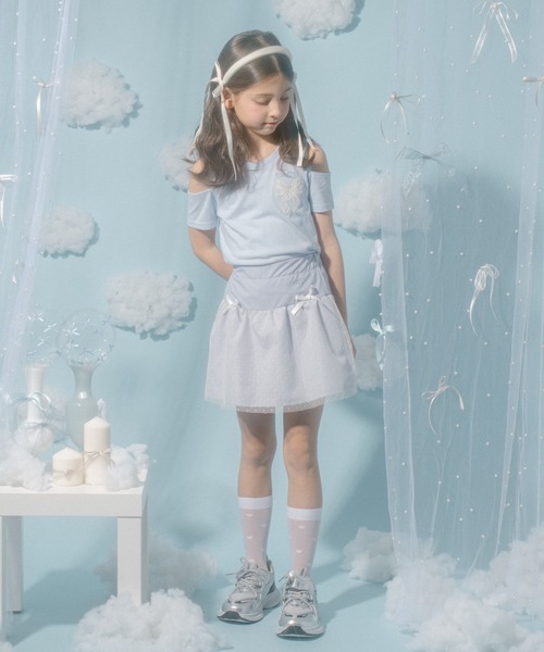 URBAN CHERRY（アーバンチェリー）の「【CHIPIE/シピ】チュールドッキングリボンミニスカート（スカート・キッズ・ピンク/ブラック/ブルー・110cm/120cm/140cm/150cm/130cm）」の6枚目の写真