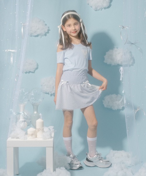 URBAN CHERRY（アーバンチェリー）の「【CHIPIE/シピ】チュールドッキングリボンミニスカート（スカート・キッズ・ピンク/ブラック/ブルー・110cm/120cm/140cm/150cm/130cm）」の17枚目の写真