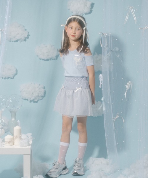 URBAN CHERRY（アーバンチェリー）の「【CHIPIE/シピ】チュールドッキングリボンミニスカート（スカート・キッズ・ピンク/ブラック/ブルー・110cm/120cm/140cm/150cm/130cm）」の18枚目の写真