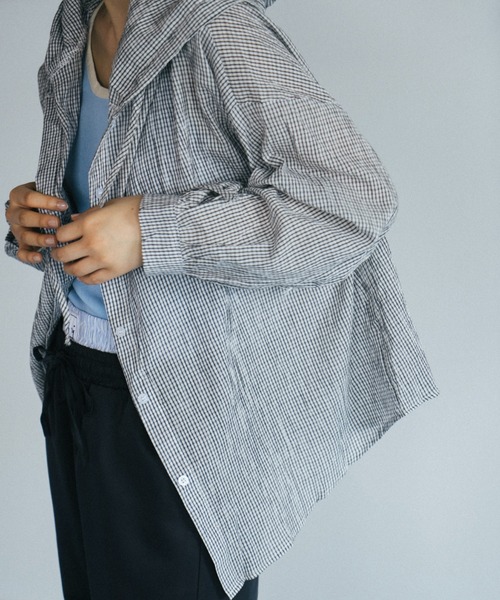 duei（デュイ）の「チェックフーディーシャツ（シャツ/ブラウス・レディース・ブルー/ホワイト・FREE）」の8枚目の写真