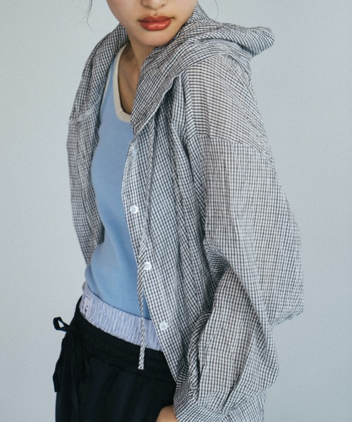 duei（デュイ）の「チェックフーディーシャツ（シャツ/ブラウス・レディース・ブルー/ホワイト・FREE）」の7枚目の写真