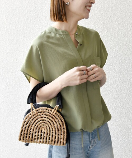 SHIPS any:〈洗濯機可能〉グロッシー ドロスト バンドカラー フレンチ