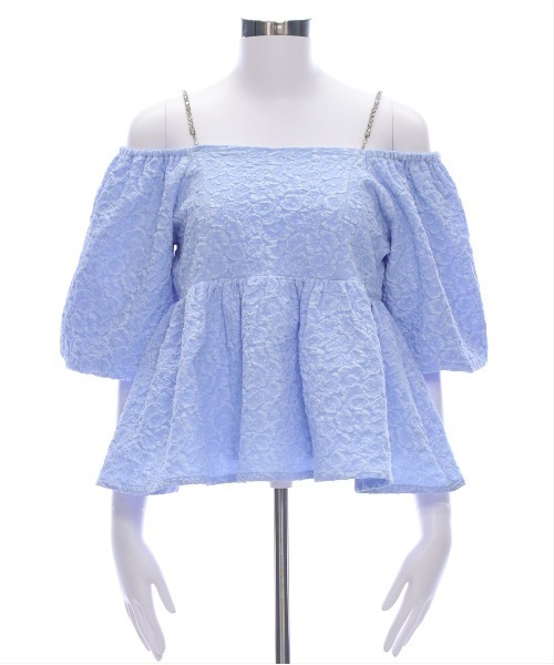 clear（クリア）の「フクレジャガードオフショルブラウス[スタイルアップ 肌見せ フェミニン 大人]≪SS新作≫（シャツ/ブラウス・レディース・サックスブルー/ブラック/オフホワイト・F）」の5枚目の写真