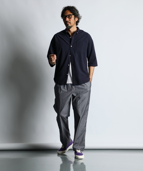 The DUFFER of ST.GEORGE（ザダファーオブセントジョージ）の「JAMES FABRIC EASY PANTS：ジェームスファブリック リラックス イージーパンツ（その他パンツ・メンズ・ネイビー/グレー・SMALL/X-LARGE/LARGE/MEDIUM）」の4枚目の写真