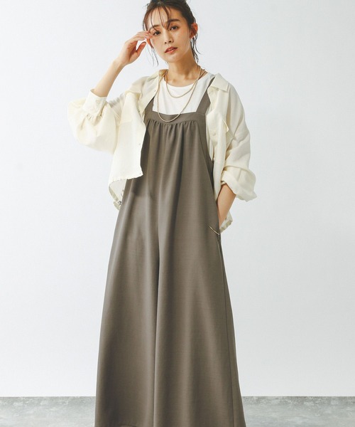 GLOBAL WORK（グローバルワーク）の「イージーケアワイドサロペ/323347（サロペット/オーバーオール・レディース・スミクロ/モカ/ライトグレー・LARGE/MEDIUM）」の10枚目の写真