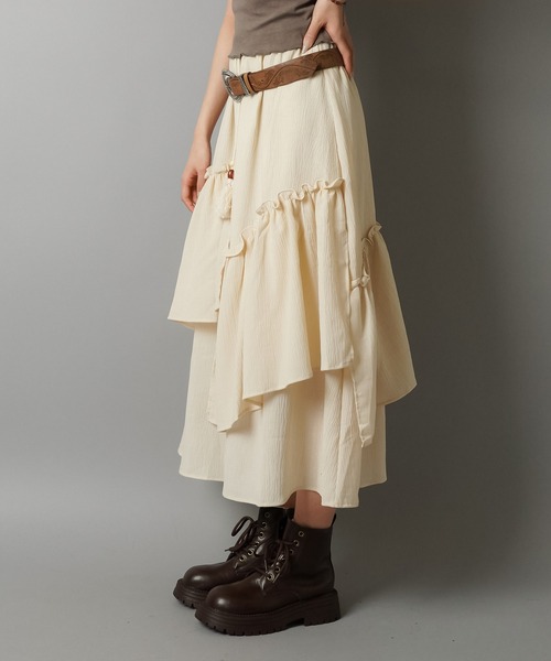 SPINNS（スピンズ）の「レイヤードロングスカート/イレヘム/NEO森ガール（スカート・レディース・ホワイト/アイボリー・ONESIZE）」の13枚目の写真