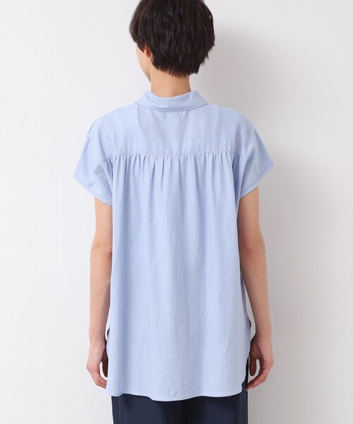 Dessin(デッサン)の「◆【洗える】シャツカラーフレンチスリーブブラウス(XS~L)(シャツ/ブラウス・レディース・ナチュラル/ライトブルー/ブラウン系その他・03/02/01/00)」の18枚目の写真