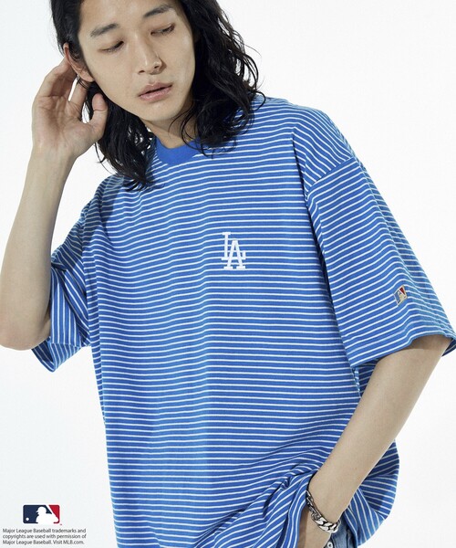 MLB（メジャーリーグベースボール）の「FREAK’S STORE/フリークスストア MLB ピンボーダー TEE（Tシャツ/カットソー・メンズ・ブラック/ブルー/ブラウン/ホワイト・LARGE/MEDIUM）」の4枚目の写真