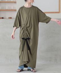 【接触冷感】配色ドロストワンピース