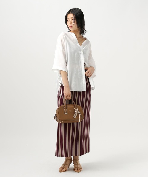 BAYFLOW（ベイフロー）の「[サイドリボンがポイント]シアーシャーリングシャツ（シャツ/ブラウス・レディース・ベージュ/ピンク/オフホワイト/ライトブルー・FREE）」の14枚目の写真