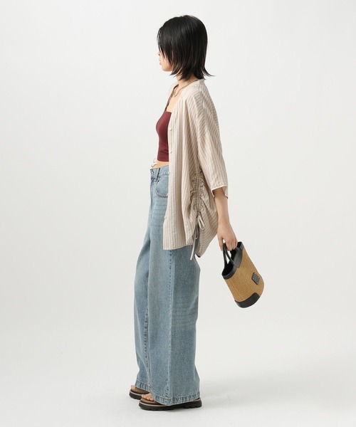 BAYFLOW（ベイフロー）の「[サイドリボンがポイント]シアーシャーリングシャツ（シャツ/ブラウス・レディース・ベージュ/ピンク/オフホワイト/ライトブルー・FREE）」の17枚目の写真