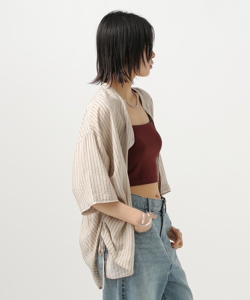 BAYFLOW（ベイフロー）の「[サイドリボンがポイント]シアーシャーリングシャツ（シャツ/ブラウス・レディース・ベージュ/ピンク/オフホワイト/ライトブルー・FREE）」の18枚目の写真