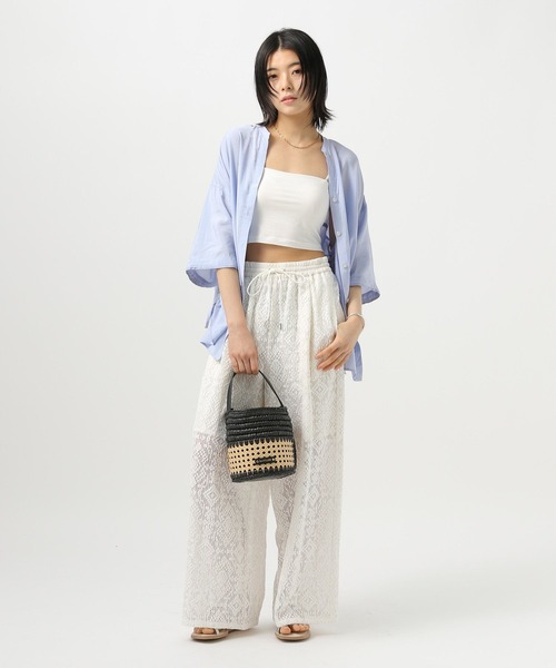 BAYFLOW（ベイフロー）の「[サイドリボンがポイント]シアーシャーリングシャツ（シャツ/ブラウス・レディース・ベージュ/ピンク/オフホワイト/ライトブルー・FREE）」の19枚目の写真