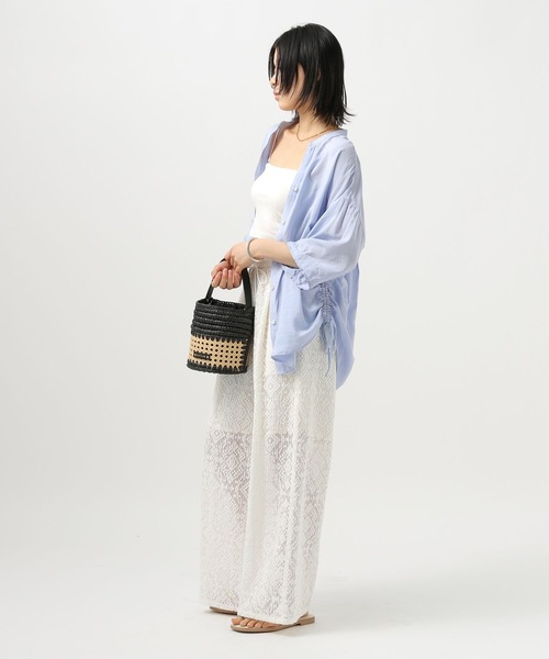 BAYFLOW（ベイフロー）の「[サイドリボンがポイント]シアーシャーリングシャツ（シャツ/ブラウス・レディース・ベージュ/ピンク/オフホワイト/ライトブルー・FREE）」の20枚目の写真