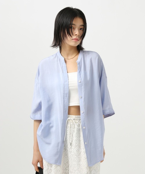 BAYFLOW（ベイフロー）の「[サイドリボンがポイント]シアーシャーリングシャツ（シャツ/ブラウス・レディース・ベージュ/ピンク/オフホワイト/ライトブルー・FREE）」の21枚目の写真