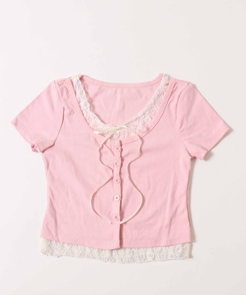 PHILLY（フィリー）の「【PHILLY】レースレイヤードフェイクカーディガン（カーディガン/ボレロ・レディース・グレー/ブラック/ピンク・FREE）」の21枚目の写真