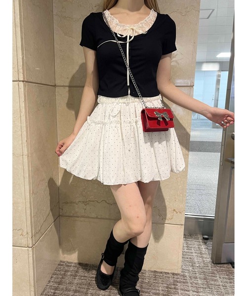 PHILLY（フィリー）の「【PHILLY】レースレイヤードフェイクカーディガン（カーディガン/ボレロ・レディース・グレー/ブラック/ピンク・FREE）」の8枚目の写真