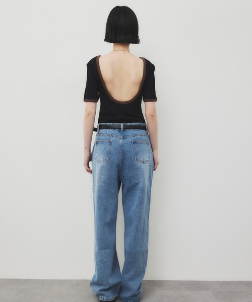 HANNE(アン)の「スラッシュボーイズデニム(デニムパンツ・レディース・ブルー・FREE)」の12枚目の写真