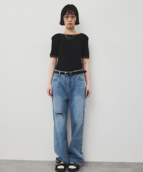 HANNE(アン)の「スラッシュボーイズデニム(デニムパンツ・レディース・ブルー・FREE)」の10枚目の写真
