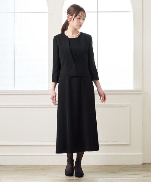 夏用喪服・礼服】ウォッシャブル Vネックジャケット風デザイン前開き