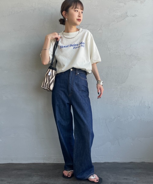 THE SHINZONE（ザ　シンゾーン）の「[THE SHINZONE/ザ シンゾーン] HOTEL BEIRA-MAR プリントTシャツ（Tシャツ/カットソー・レディース・キナリ/チャコールグレー・0）」の3枚目の写真