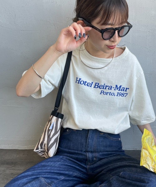 THE SHINZONE（ザ　シンゾーン）の「[THE SHINZONE/ザ シンゾーン] HOTEL BEIRA-MAR プリントTシャツ（Tシャツ/カットソー・レディース・キナリ/チャコールグレー・0）」の6枚目の写真