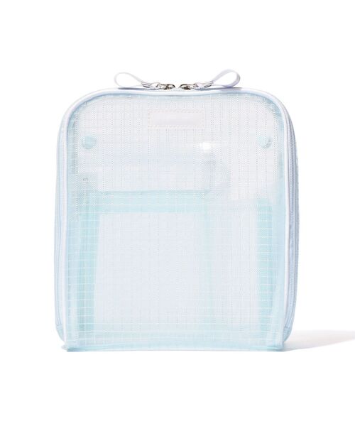 Francfranc（フランフラン）の「メッシュ ツールスタンドポーチ ライトブルー　自立・縦型・化粧・メイクポーチ・旅行（ポーチ・レディース・ライトブルー・FREE）」の3枚目の写真