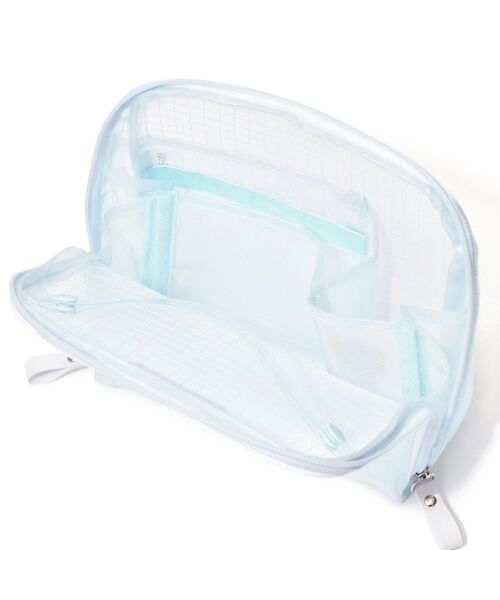 Francfranc（フランフラン）の「メッシュ ツールスタンドポーチ ライトブルー　自立・縦型・化粧・メイクポーチ・旅行（ポーチ・レディース・ライトブルー・FREE）」の7枚目の写真