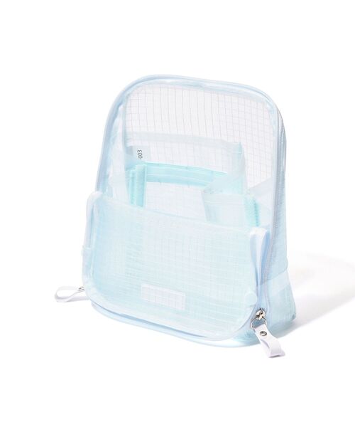 Francfranc（フランフラン）の「メッシュ ツールスタンドポーチ ライトブルー　自立・縦型・化粧・メイクポーチ・旅行（ポーチ・レディース・ライトブルー・FREE）」の8枚目の写真