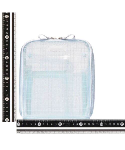 Francfranc（フランフラン）の「メッシュ ツールスタンドポーチ ライトブルー　自立・縦型・化粧・メイクポーチ・旅行（ポーチ・レディース・ライトブルー・FREE）」の10枚目の写真