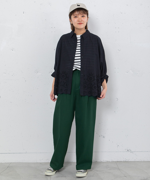 POU DOU DOU(プードゥドゥ)の「2タックストレートパンツ(その他パンツ・レディース・ブラック/グリーン/ベージュ・M)」の4枚目の写真