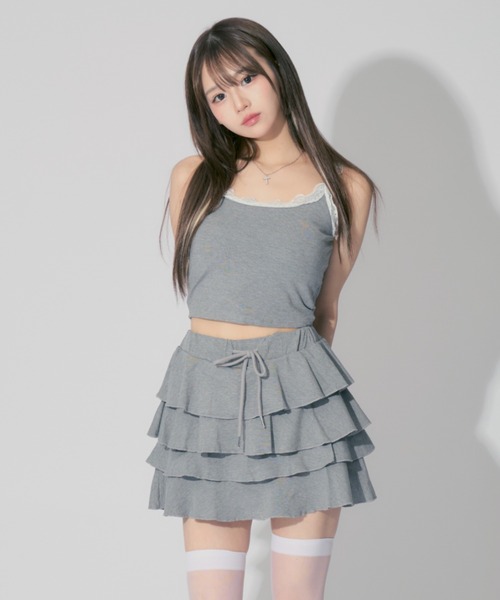 【GRAILZ】CAMO LAYERED SKIRT フリル ミニスカート ウラゲミニスカート[品番：TRNW0001656]｜FUN（ファン）の