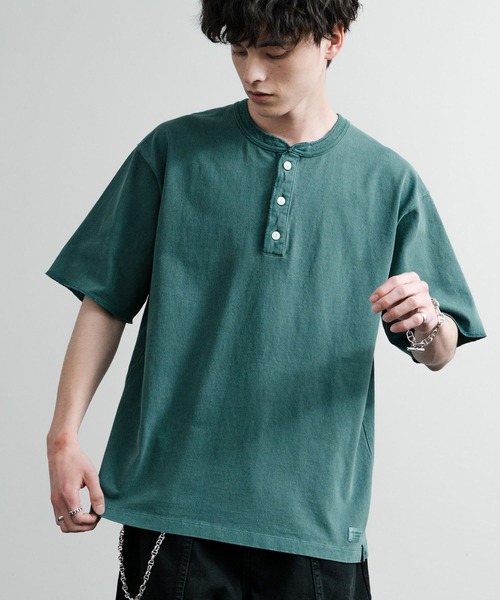 KRIFF MAYER(クリフメイヤー)の「KRIFF MAYER クリフメイヤー ヘビーウエイトピグメント加工トヘンリーネック半袖Tシャツ 2455803(Tシャツ/カットソー・メンズ・チャコールグレー/グレー/レッド/マスタード/オフホワイト/ブルーグリーン/カーキ/ネイビー・M/L/XL)」の6枚目の写真