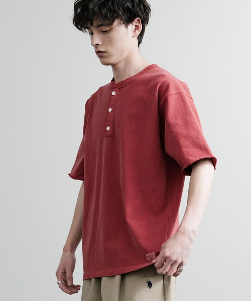 KRIFF MAYER(クリフメイヤー)の「KRIFF MAYER クリフメイヤー ヘビーウエイトピグメント加工トヘンリーネック半袖Tシャツ 2455803(Tシャツ/カットソー・メンズ・チャコールグレー/グレー/レッド/マスタード/オフホワイト/ブルーグリーン/カーキ/ネイビー・M/L/XL)」の10枚目の写真