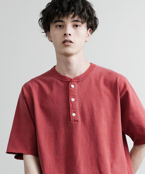 KRIFF MAYER(クリフメイヤー)の「KRIFF MAYER クリフメイヤー ヘビーウエイトピグメント加工トヘンリーネック半袖Tシャツ 2455803(Tシャツ/カットソー・メンズ・チャコールグレー/グレー/レッド/マスタード/オフホワイト/ブルーグリーン/カーキ/ネイビー・M/L/XL)」の11枚目の写真