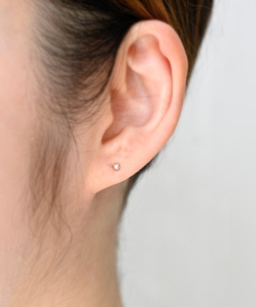 【在庫一掃】 K10 シンプル1粒ダイヤモンドピアス（ピアス（両耳用））｜sowi アクセサリー