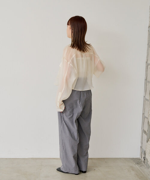 WHIMSIC(ウィムジック)の「*【WHIMSIC/SETUP対応】ウエストレイヤードストライプパンツ(その他パンツ・レディース・ブラック/ブルー・FREE)」の10枚目の写真