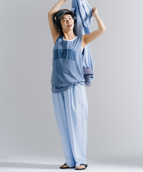 WHIMSIC(ウィムジック)の「*【WHIMSIC/SETUP対応】ウエストレイヤードストライプパンツ(その他パンツ・レディース・ブラック/ブルー・FREE)」の13枚目の写真