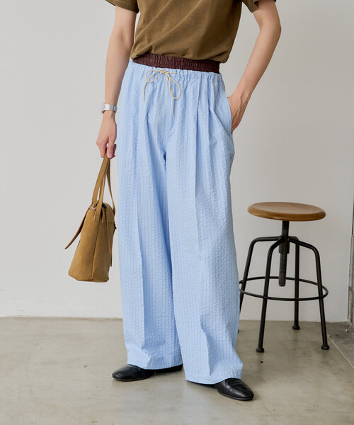WHIMSIC(ウィムジック)の「*【WHIMSIC/SETUP対応】ウエストレイヤードストライプパンツ(その他パンツ・レディース・ブラック/ブルー・FREE)」の14枚目の写真