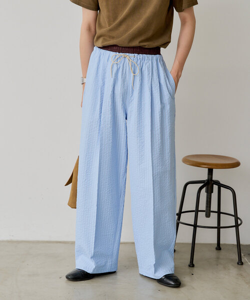 WHIMSIC(ウィムジック)の「*【WHIMSIC/SETUP対応】ウエストレイヤードストライプパンツ(その他パンツ・レディース・ブラック/ブルー・FREE)」の15枚目の写真