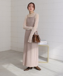 Bab（バブ）の「【低身長さん向けサイズあり】ラメカットソーカップ付きキャミワンピース（ワンピース）」