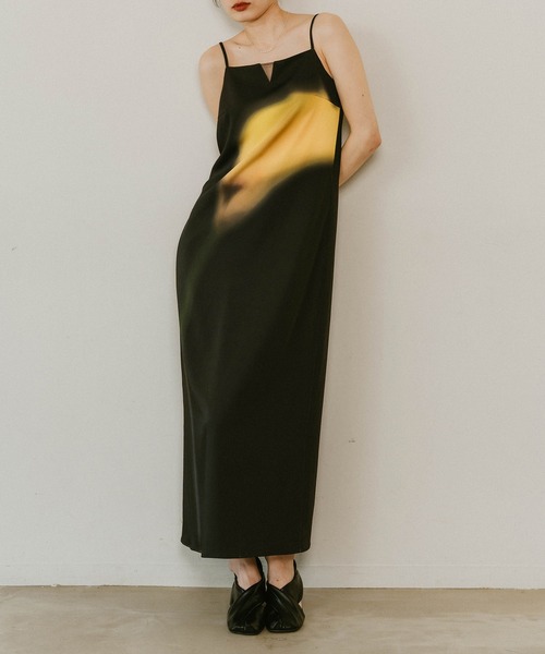 完売品Knuth Marf / flower print satin dress flower print satin dress/yellow | KNUTH MARF